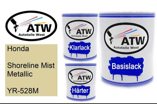 Honda, Shoreline Mist Metallic, YR-528M: 1L Lackdose + 1L Klarlack + 500ml Härter - Set, von ATW Autoteile West.